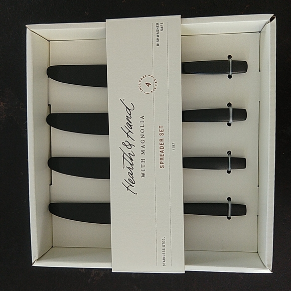 Hearth & Hand Dining 4pc Matte Finish Mini Spreader Knife Set Black
